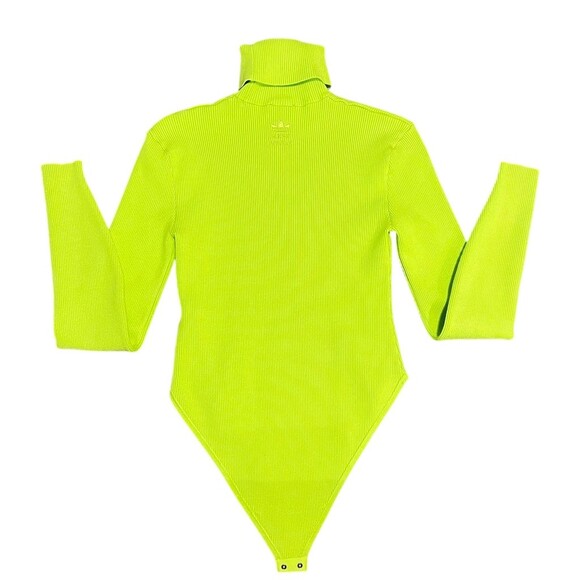 Adidas x Ivy Park Bodysuit Womens M Lime Green Ribbed Turtleneck Stretch NWOT - Picture 2 of 12